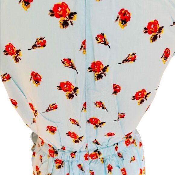 J Crew Mercantile blue floral faux wrap style ruffle dress size 4. - Picture 4 of 7